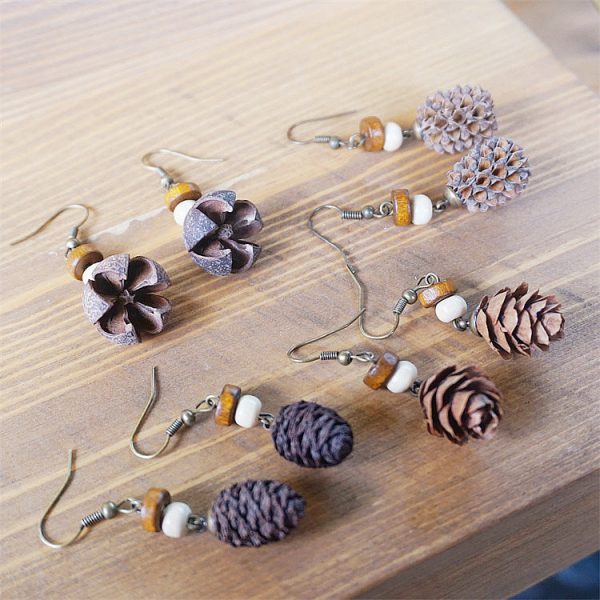 Wholesale Dried Fruit Trees Wooden Earrings Online Sale