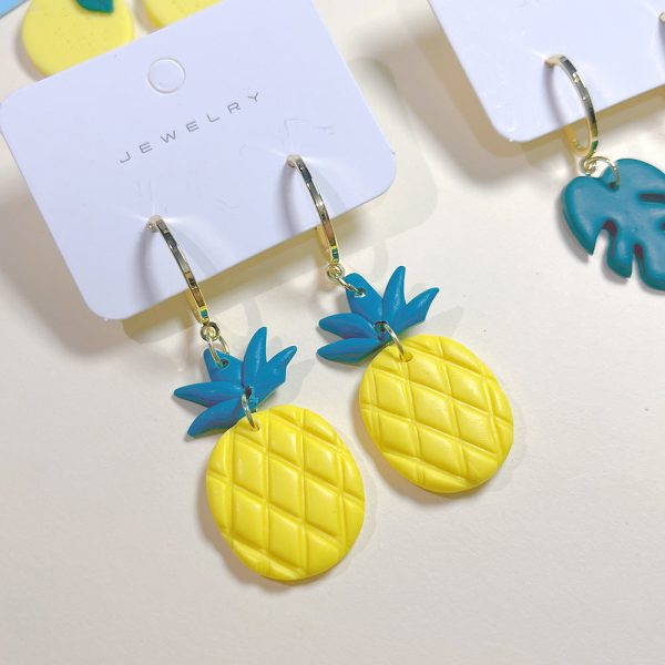 Wholesale Summer Soft Pottery Tropical Fruit Pineapple Earrings Sale