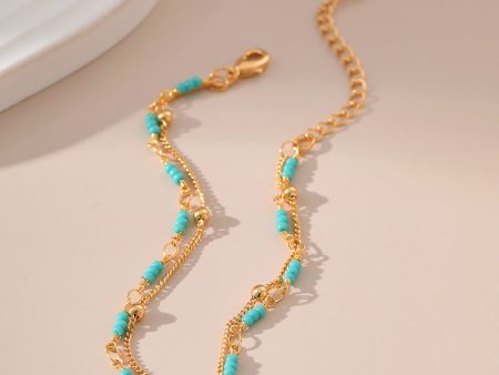 Wholesale Turquoise Double Layer Ball Metal Bracelet Discount