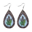 Wholesale Water Drop Guitar Leopard Cactus Leather Earrings Online Sale