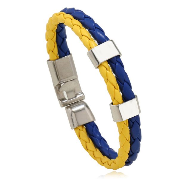 Wholesale Woven Flag Flag Colors Leather Bracelet Online now