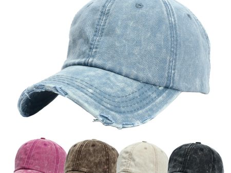 Wholesale Washed Cotton Perforated Denim Cotton Baseball Cap Fashion