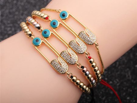 Wholesale Zircon Paper Clip Copper Bracelet on Sale