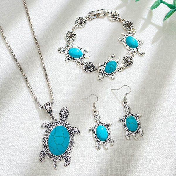 Wholesale Turquoise Turtle Three-piece Set Alloy Bracelet Online Hot Sale