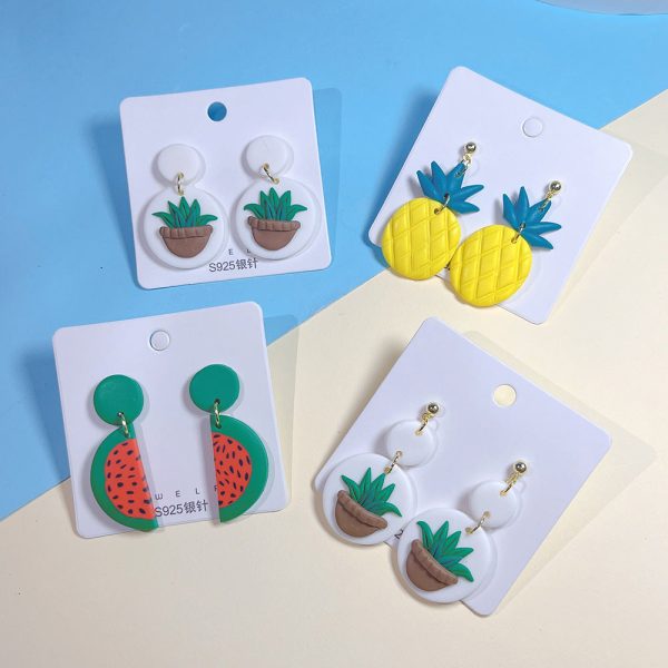 Wholesale Summer Soft Pottery Tropical Fruit Pineapple Earrings Sale