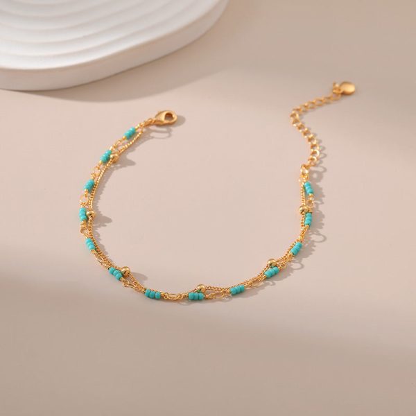 Wholesale Turquoise Double Layer Ball Metal Bracelet Discount