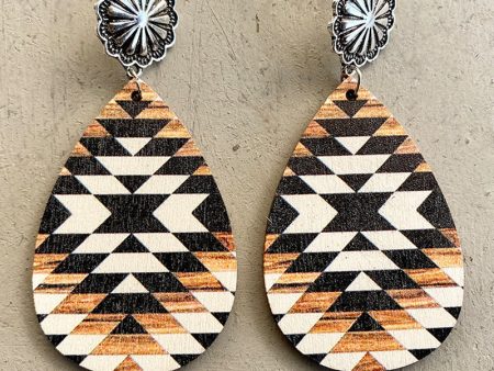 Wholesale 2 Pairs Pack Aztec Metal Wooden Earrings Hot on Sale