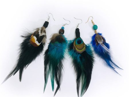 Wholesale 2pair pack Peacock Feather Earrings Online