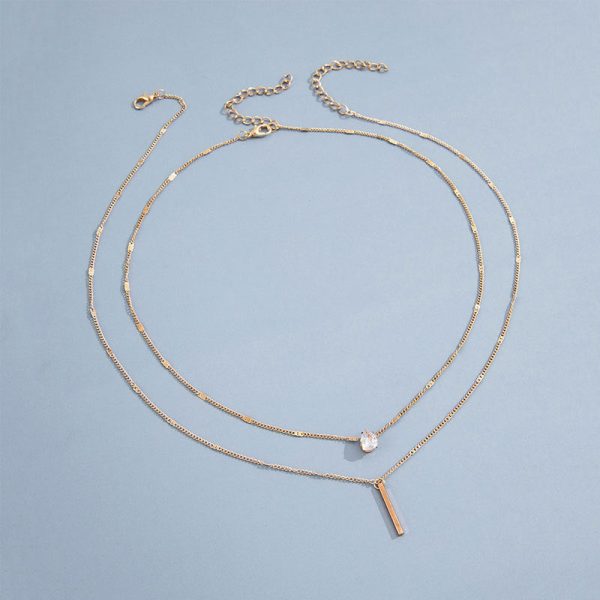 Wholesale Waterdrop Double Layer Metal Necklaces For Discount