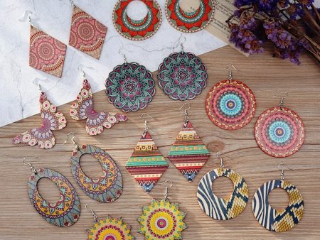 Wholesale Vintage Printed Wooden Earrings Supply