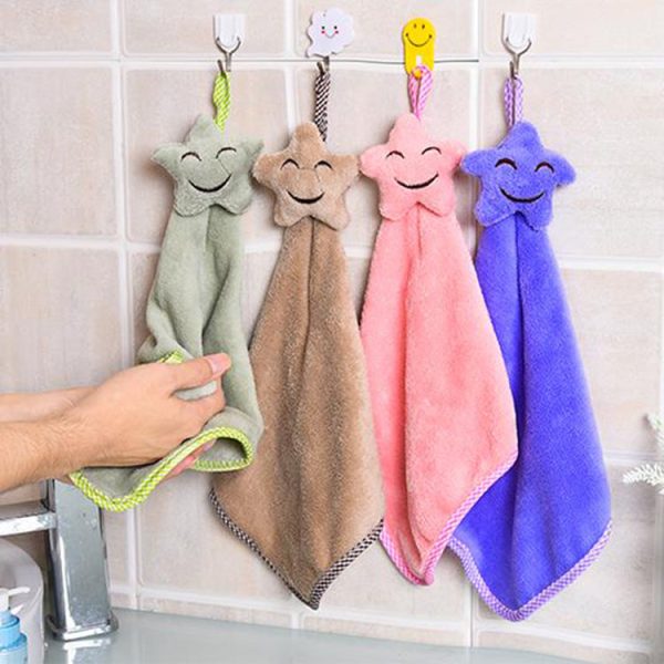 Wholesale Star Coral Fleece Hand Towel Pentagram Dishcloth Sale