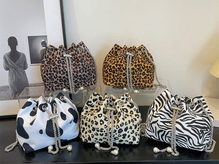 Wholesale Canvas Cow Print Leopard Chain Shoulder Bag For Discount