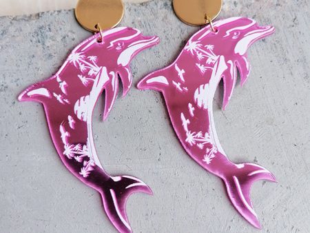 Wholesale 2pairs pack Acrylic Summer Dolphin Holiday Earrings For Sale