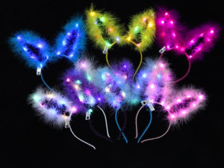 Wholesale Plush Rabbit Ears Cat Ears Antlers Gold Feather Garland Lantern Headband Online