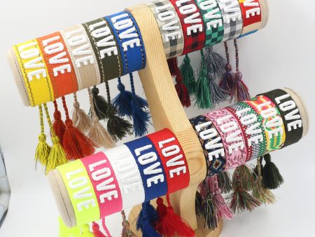 Wholesale 3D Embroidery Letter Tassel Polyester Bracelet Discount