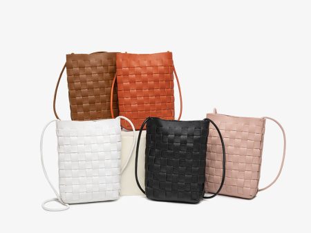 Wholesale PU Woven Simple Messenger Vertical Phone Bag Online Sale