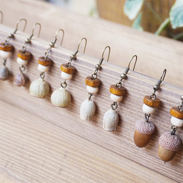 Wholesale Dried Fruit Trees Wooden Earrings Online Sale