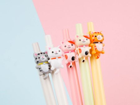 Wholesale Animal PVC Soft Plastic Macaron Kitten Ball Point Pen For Sale