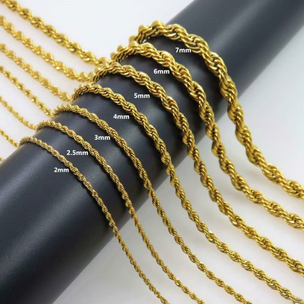 Wholesale Twist Chain Gold Titanium Steel Necklaces Supply