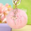 Wholesale Water Diamond Barre Dance Rex Rabbit Hair Ball Little Angel Keychain on Sale