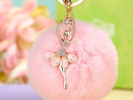 Wholesale Water Diamond Barre Dance Rex Rabbit Hair Ball Little Angel Keychain on Sale