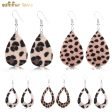 Wholesale PU Leopard Print Water Droplets Earrings Cheap