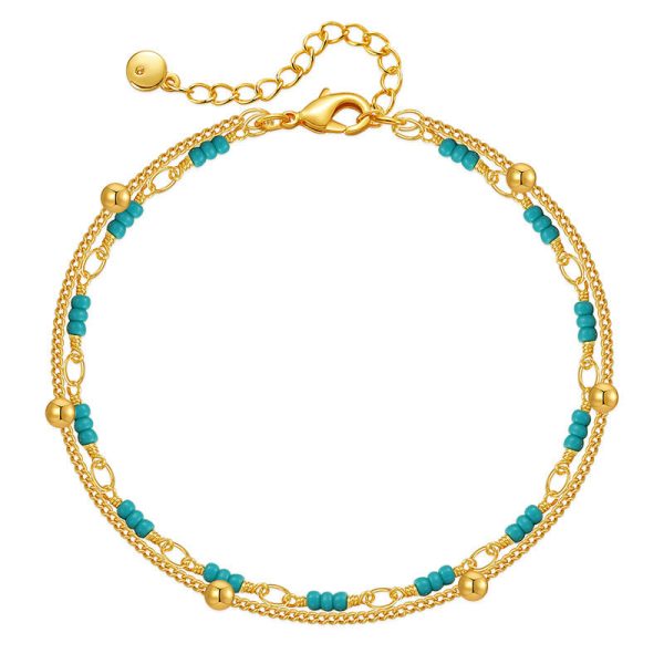 Wholesale Turquoise Double Layer Ball Metal Bracelet Discount