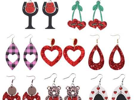 Wholesale Valentine s Day Bohemian Wine Cup Leather Earrings Online