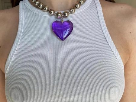 Wholesale Ball Chain Glass Heart Pendant Alloy Necklaces Supply