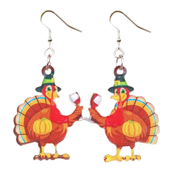 Wholesale 2pairs pack Acrylic Thanksgiving Turkey Pumpkin Earrings For Cheap