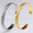 Wholesale Tree Leaf C Shape Adjustable Stainless Steel Titanium Bracelet Online Sale