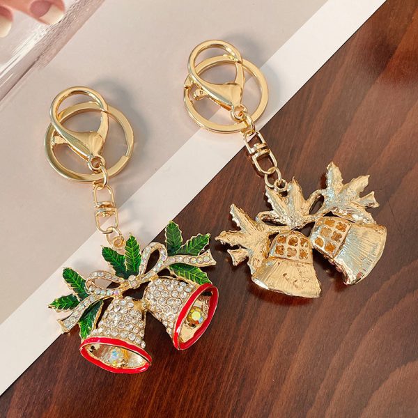 Wholesale Zinc Alloy Christmas Diamond Bell Keychain Online Sale