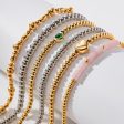 Wholesale Titanium Steel 16k Gold Bead Green Heart Zircon Bracelet Online Hot Sale