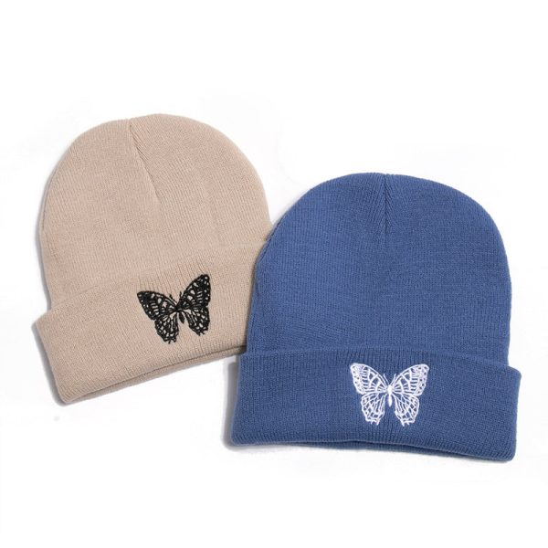 Wholesale Butterfly Printed Wool Knitted Hats on Sale