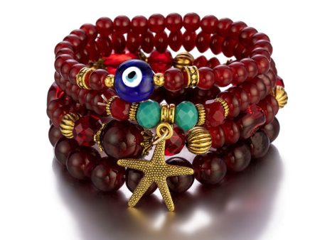 Wholesale Starfish Devil Eye Glass Beads Multilayer Bracelet Cheap