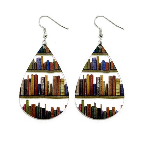 Wholesale Water Drop Stitching Bookshelf Acrylic Earrings Hot on Sale