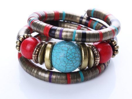 Wholesale Beaded Multilayer Snake Bone Shape Turquoise Bracelet Fashion