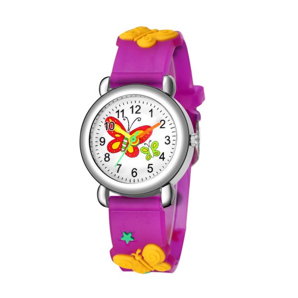 Wholesale Plastic Cute Butterfly Pattern Quartz Kids Watch Online Sale