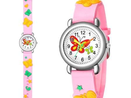 Wholesale Plastic Cute Butterfly Pattern Quartz Kids Watch Online Sale