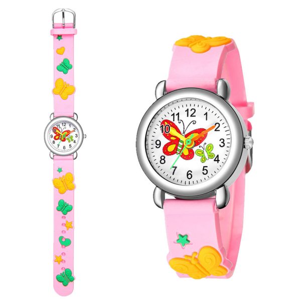 Wholesale Plastic Cute Butterfly Pattern Quartz Kids Watch Online Sale