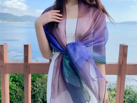 Wholesale Thin Sunscreen Long Gradient Silk Scarf For Cheap