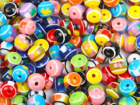 Wholesale 1000PCS PACK Colorblock Resin Stripes Candy Color Through Hole Skewer Beads on Sale