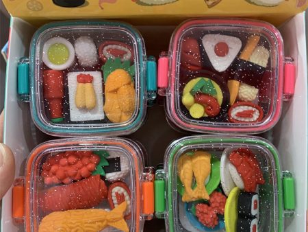 Wholesale 24pcs pack Lunch Box Sushi Platter Eraser on Sale