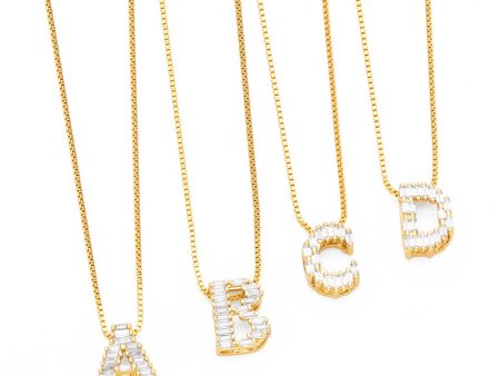 Wholesale 26 English Letters Pendant Full Diamond Zircon Gold Plated Necklaces Discount