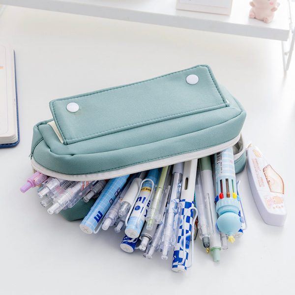 Wholesale Leather Solid Color Large Capacity Pencil Case Online