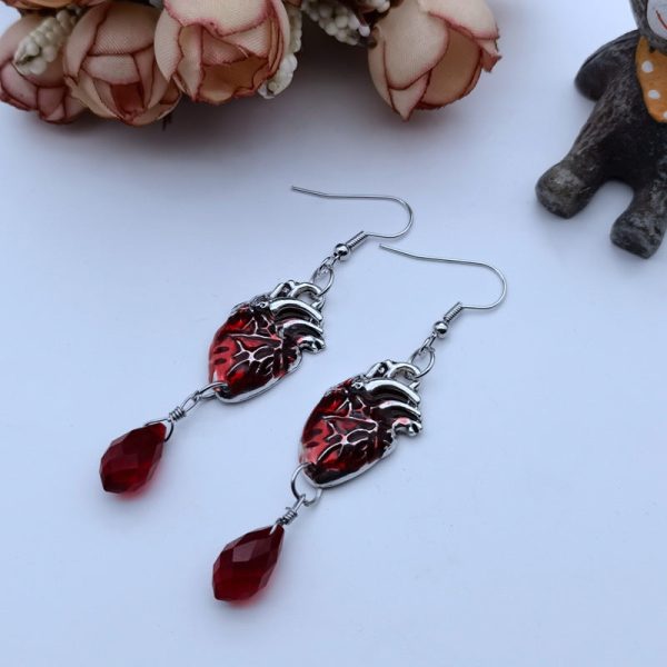 Wholesale Waterdrop Ruby Hands Alloy Earrings Online Hot Sale