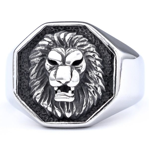 Wholesale Titanium Steel Lion Head Ring on Sale