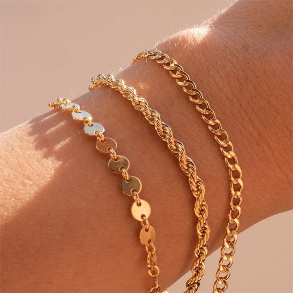 Wholesale Twist Chain Gold Stainless Steel Bracelet Supply