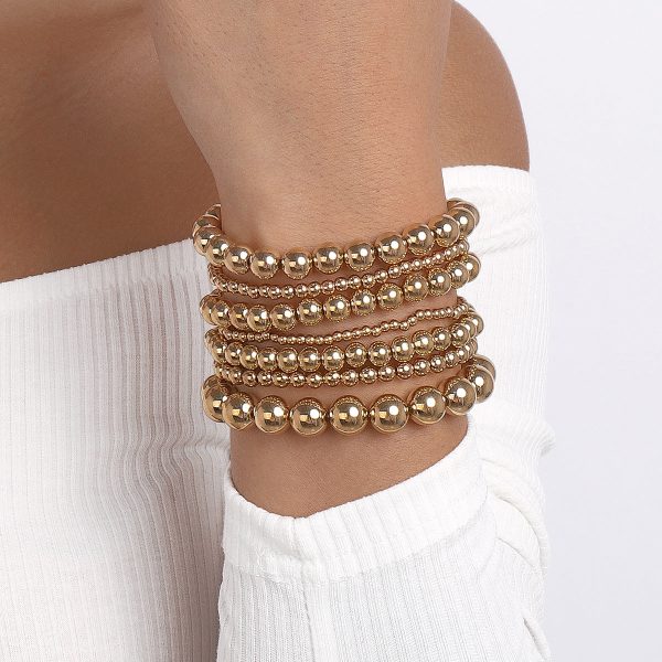 Wholesale Stretch Handmade Beaded CCB Large Small Gold Beads Stack Wearing Bracelet Online