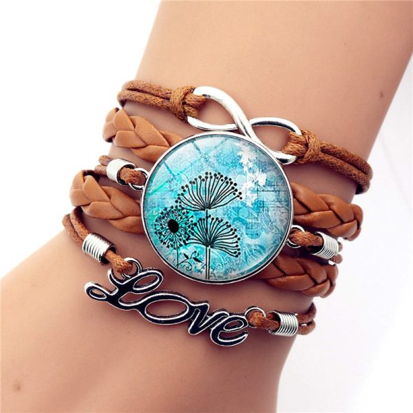 Wholesale Turtle Dolphin Leather Infinity Symbol LOVE Brown Multilayer Weave Alloy Bracelet Online Hot Sale